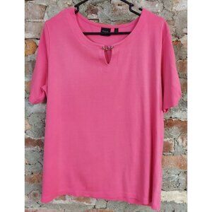 Rafealla Top Womens Plus Size 2x Shirt Pink Silver Accent 34